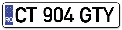 Placuta inmatriculare numar auto  CT-904-GTY, CT 904 GTY, CT904GTY