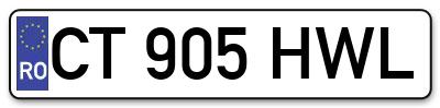 Placuta inmatriculare numar auto  CT-905-HWL, CT 905 HWL, CT905HWL