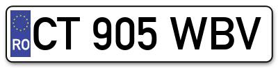 Placuta inmatriculare numar auto  CT-905-WBV, CT 905 WBV, CT905WBV