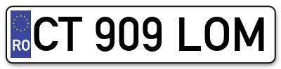 Placuta inmatriculare numar auto  CT-909-LOM, CT 909 LOM, CT909LOM