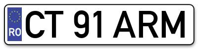 Placuta inmatriculare numar auto  CT-91-ARM, CT 91 ARM, CT91ARM