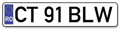 Placuta inmatriculare numar auto  CT-91-BLW, CT 91 BLW, CT91BLW