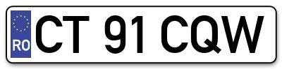 Placuta inmatriculare numar auto  CT-91-CQW, CT 91 CQW, CT91CQW