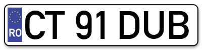 Placuta inmatriculare numar auto  CT-91-DUB, CT 91 DUB, CT91DUB