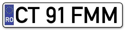 Placuta inmatriculare numar auto  CT-91-FMM, CT 91 FMM, CT91FMM
