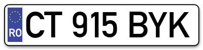Placuta inmatriculare numar auto  CT-915-BYK, CT 915 BYK, CT915BYK