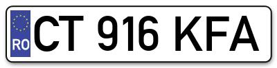 Placuta inmatriculare numar auto  CT-916-KFA, CT 916 KFA, CT916KFA