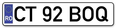 Placuta inmatriculare numar auto  CT-92-BOQ, CT 92 BOQ, CT92BOQ