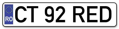 Placuta inmatriculare numar auto  CT-92-RED, CT 92 RED, CT92RED