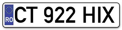 Placuta inmatriculare numar auto  CT-922-HIX, CT 922 HIX, CT922HIX
