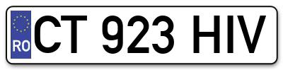 Placuta inmatriculare numar auto  CT-923-HIV, CT 923 HIV, CT923HIV