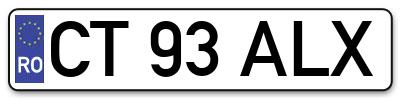 Placuta inmatriculare numar auto  CT-93-ALX, CT 93 ALX, CT93ALX