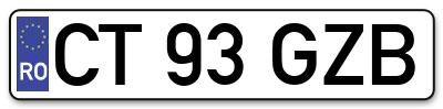 Placuta inmatriculare numar auto  CT-93-GZB, CT 93 GZB, CT93GZB