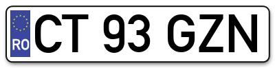 Placuta inmatriculare numar auto  CT-93-GZN, CT 93 GZN, CT93GZN