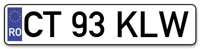 Placuta inmatriculare numar auto  CT-93-KLW, CT 93 KLW, CT93KLW