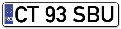Placuta inmatriculare numar auto  CT-93-SBU, CT 93 SBU, CT93SBU