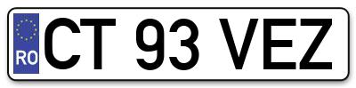 Placuta inmatriculare numar auto  CT-93-VEZ, CT 93 VEZ, CT93VEZ