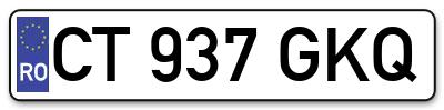 Placuta inmatriculare numar auto  CT-937-GKQ, CT 937 GKQ, CT937GKQ