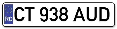 Placuta inmatriculare numar auto  CT-938-AUD, CT 938 AUD, CT938AUD