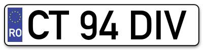 Placuta inmatriculare numar auto  CT-94-DIV, CT 94 DIV, CT94DIV