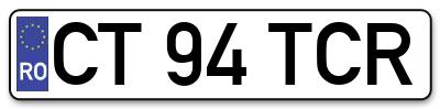 Placuta inmatriculare numar auto  CT-94-TCR, CT 94 TCR, CT94TCR