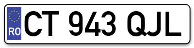 Placuta inmatriculare numar auto  CT-943-QJL, CT 943 QJL, CT943QJL