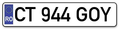 Placuta inmatriculare numar auto  CT-944-GOY, CT 944 GOY, CT944GOY