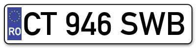 Placuta inmatriculare numar auto  CT-946-SWB, CT 946 SWB, CT946SWB