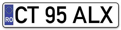 Placuta inmatriculare numar auto  CT-95-ALX, CT 95 ALX, CT95ALX