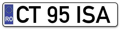 Placuta inmatriculare numar auto  CT-95-ISA, CT 95 ISA, CT95ISA