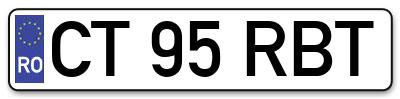 Placuta inmatriculare numar auto  CT-95-RBT, CT 95 RBT, CT95RBT