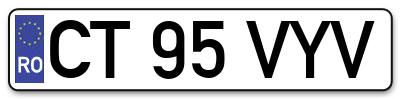 Placuta inmatriculare numar auto  CT-95-VYV, CT 95 VYV, CT95VYV
