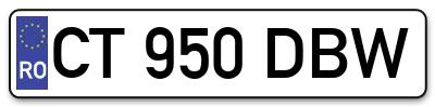Placuta inmatriculare numar auto  CT-950-DBW, CT 950 DBW, CT950DBW