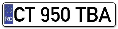 Placuta inmatriculare numar auto  CT-950-TBA, CT 950 TBA, CT950TBA