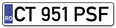 Placuta inmatriculare numar auto  CT-951-PSF, CT 951 PSF, CT951PSF
