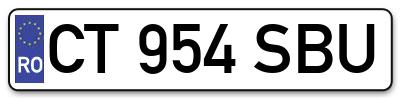 Placuta inmatriculare numar auto  CT-954-SBU, CT 954 SBU, CT954SBU