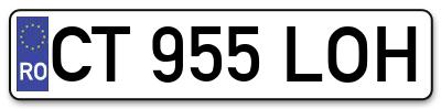 Placuta inmatriculare numar auto  CT-955-LOH, CT 955 LOH, CT955LOH