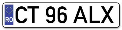 Placuta inmatriculare numar auto  CT-96-ALX, CT 96 ALX, CT96ALX