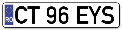 Placuta inmatriculare numar auto  CT-96-EYS, CT 96 EYS, CT96EYS