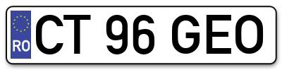 Placuta inmatriculare numar auto  CT-96-GEO, CT 96 GEO, CT96GEO