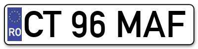 Placuta inmatriculare numar auto  CT-96-MAF, CT 96 MAF, CT96MAF