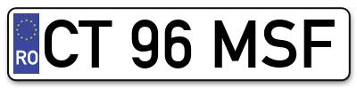 Placuta inmatriculare numar auto  CT-96-MSF, CT 96 MSF, CT96MSF