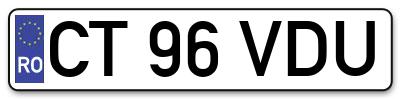 Placuta inmatriculare numar auto  CT-96-VDU, CT 96 VDU, CT96VDU