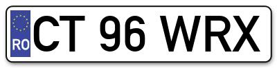 Placuta inmatriculare numar auto  CT-96-WRX, CT 96 WRX, CT96WRX