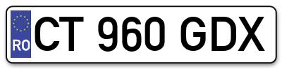 Placuta inmatriculare numar auto  CT-960-GDX, CT 960 GDX, CT960GDX