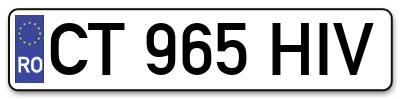 Placuta inmatriculare numar auto  CT-965-HIV, CT 965 HIV, CT965HIV
