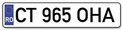 Placuta inmatriculare numar auto  CT-965-OHA, CT 965 OHA, CT965OHA