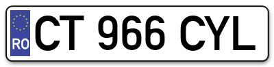 Placuta inmatriculare numar auto  CT-966-CYL, CT 966 CYL, CT966CYL