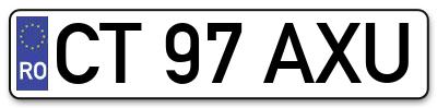 Placuta inmatriculare numar auto  CT-97-AXU, CT 97 AXU, CT97AXU