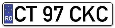 Placuta inmatriculare numar auto  CT-97-CKC, CT 97 CKC, CT97CKC